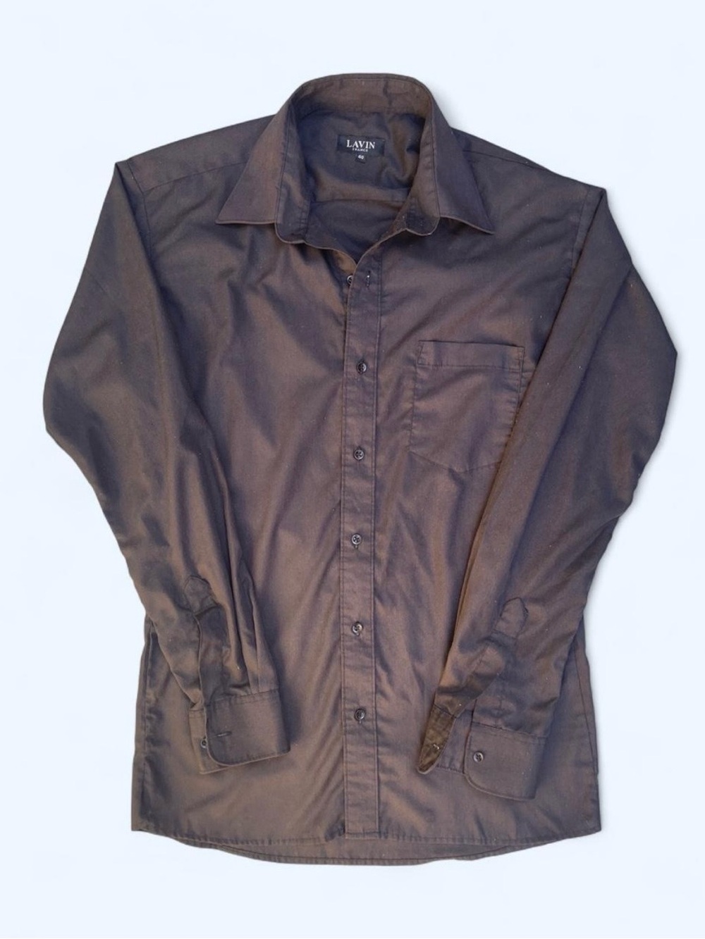 Lavin France Men's Black Button-Down Shirt Classic office.